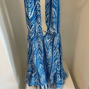 Blue and White Patterned Dress Zara